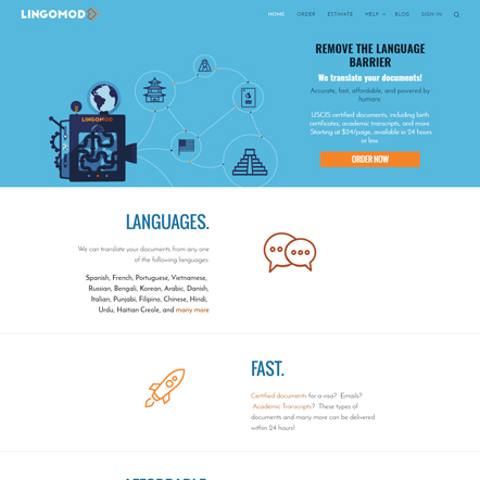 Screenshot of lingomod.com website